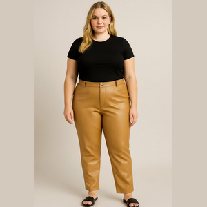 Ashley Stewart Brown Faux Leather Pants. NWOT (16)